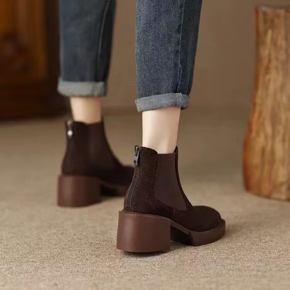 Suede High Heel Chunky Fashion Boots