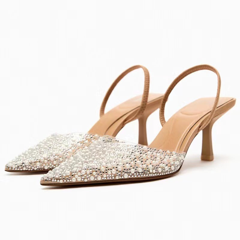 Faux Pearl Point-Toe Sandals