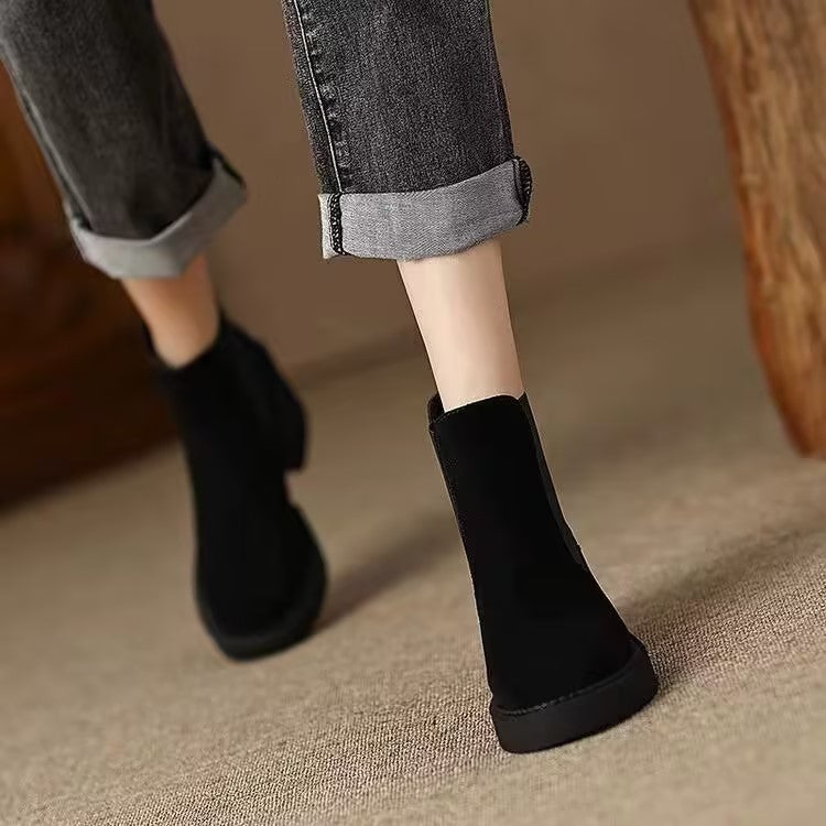 Suede High Heel Chunky Fashion Boots