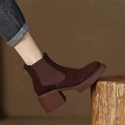 Suede High Heel Chunky Fashion Boots