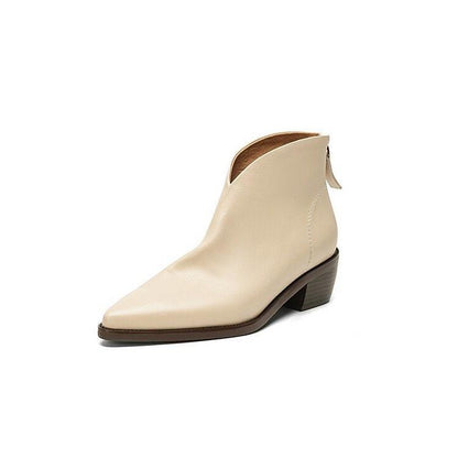 Casual Pointed Toe Back Zipper Martin Small Leather Boots (New Colorway)