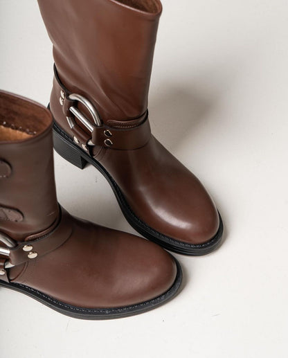 Vintage Brown Multi Buckle Punk Boots