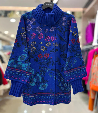 Vintage airy blue embroidered floral sweater