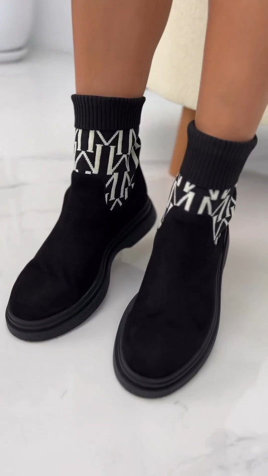 Trendy and comfortable knit upper high top boots