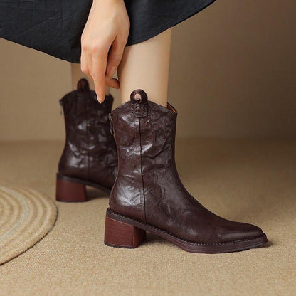 Trendy Frayed Sculpted Cowboy Martin Boots