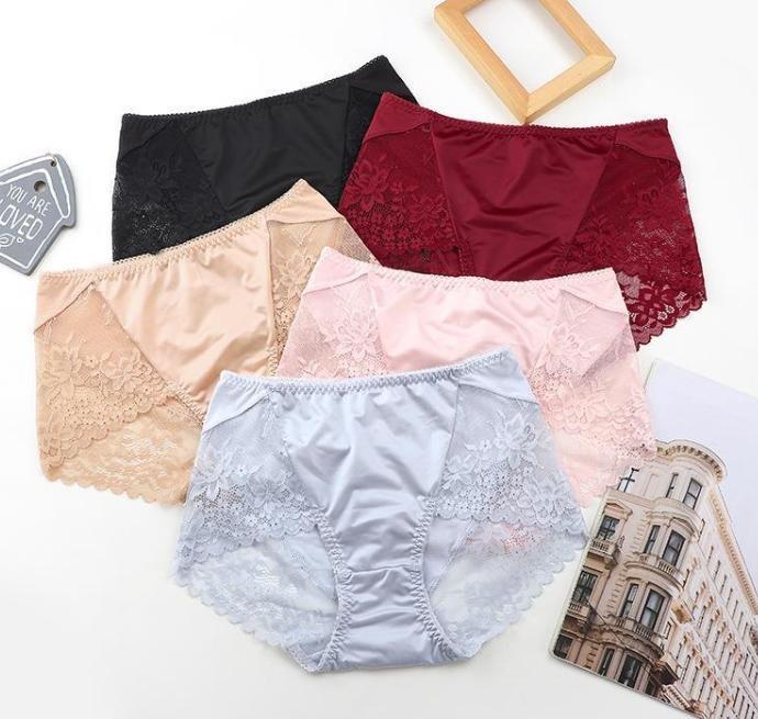 Silk Antibacterial Nude Lace Edge Gynecological Panties