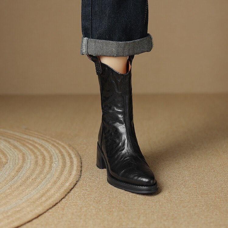 Trendy Frayed Sculpted Cowboy Martin Boots