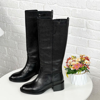 New Side Zipper Black Textured Booties