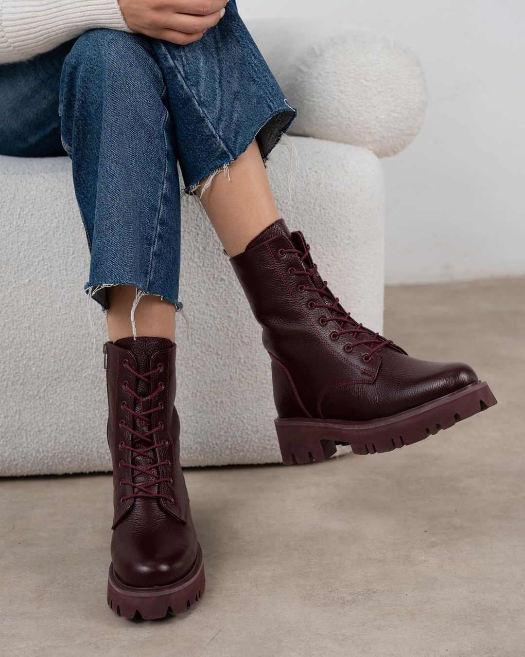 Design Burgundy High Top Martin Boots