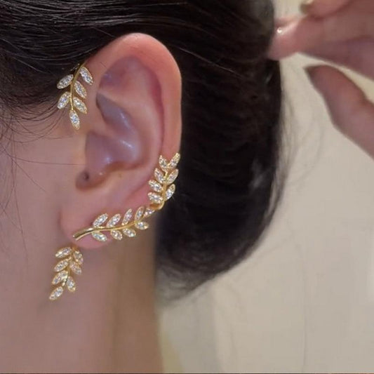 Leaf Studded Diamond Earrings