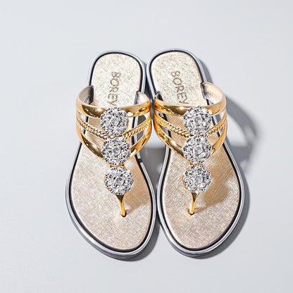 Rhinestone Pattern Hollow Out Slippers