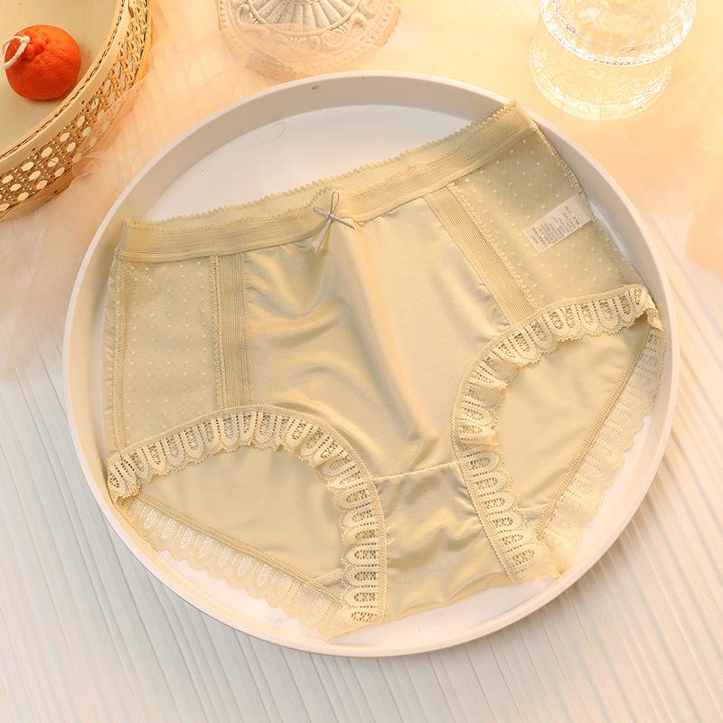 Medium-high waist panties ladies lace satin sexy panties