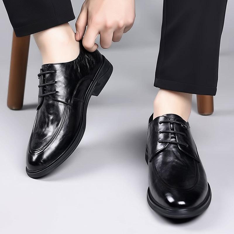 Cowhide business comfortable lace-up men's leather shoes