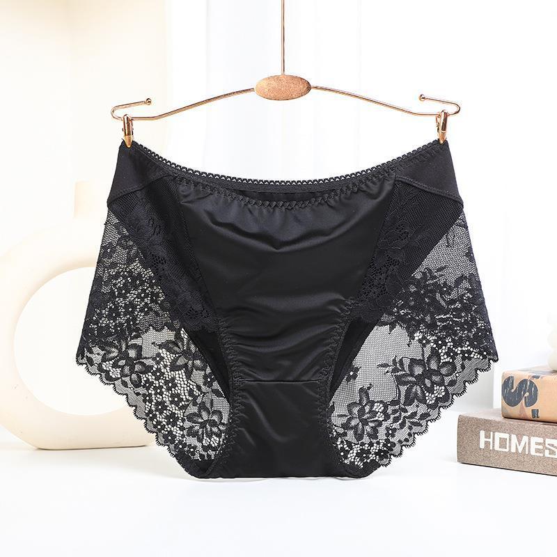 Silk Antibacterial Nude Lace Edge Gynecological Panties