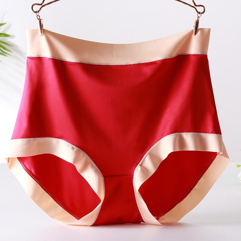 Satin large size panties female high waist color bump sexy triangle