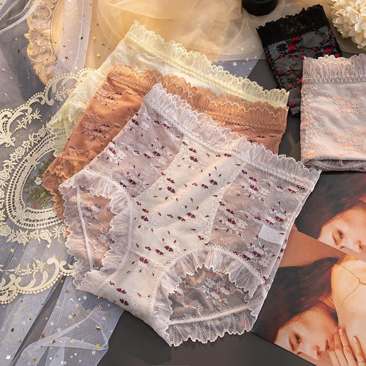 High Waist Breathable Antibacterial Lace Gynecological Panties