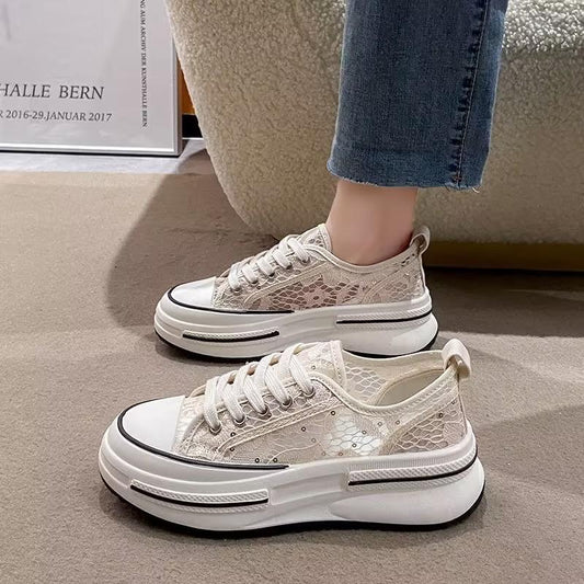 Fashion Sequins Lace Canvas Shoes