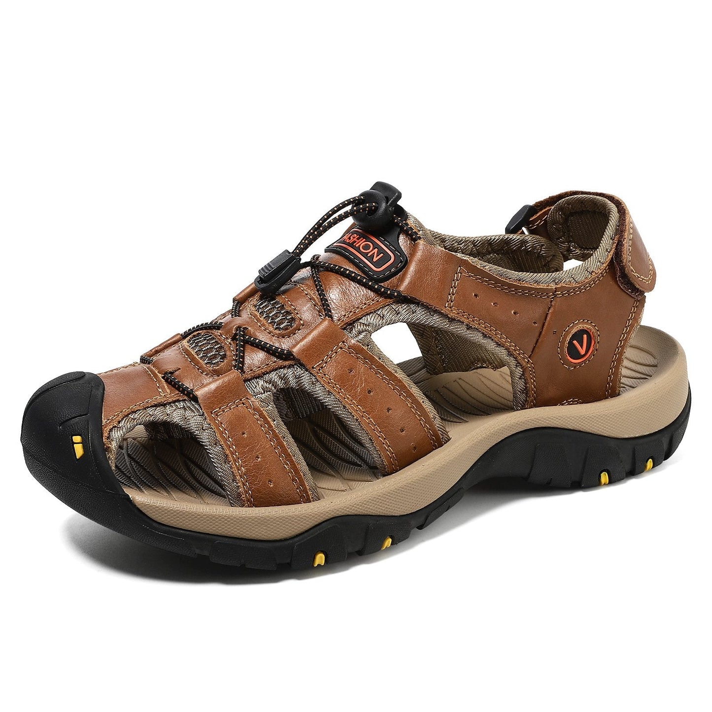 New cowhide non-slip hand-sewn outdoor beach men's sandals