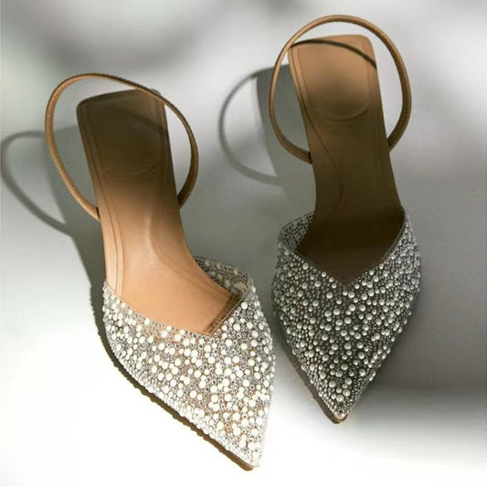 Faux Pearl Point-Toe Sandals