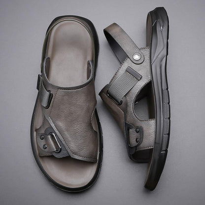 Trendy cowhide deodorant breathable men's beach wear casual sandals