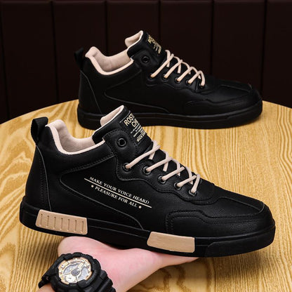 New breathable leather waterproof casual sports mid-top shoes