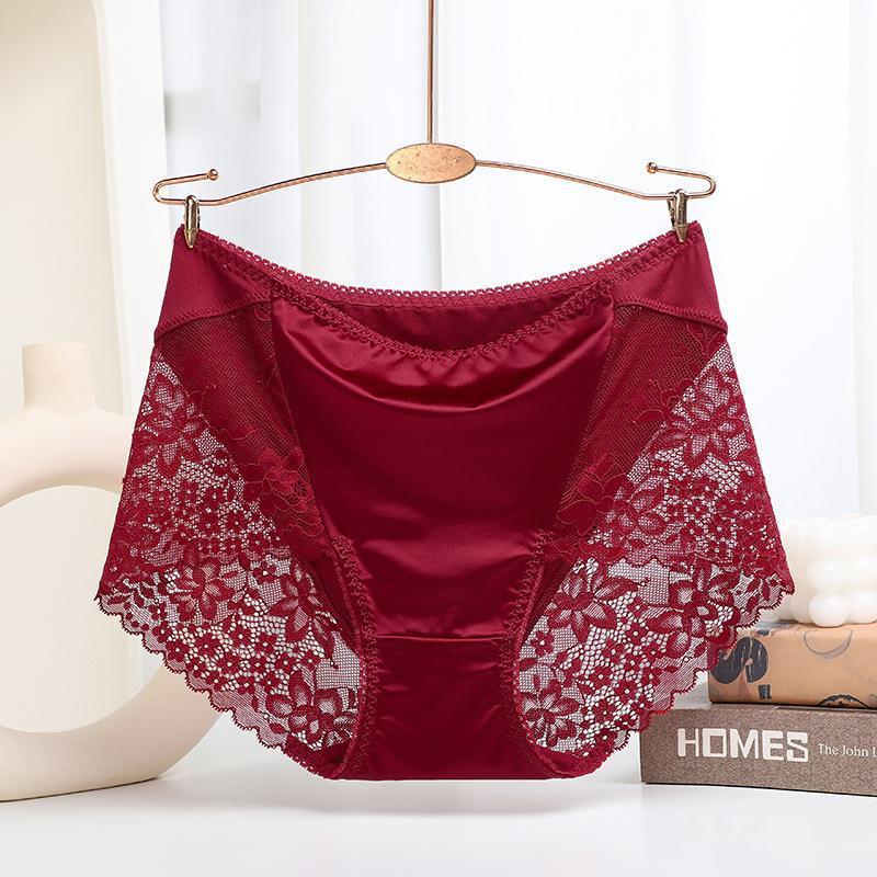 Silk Antibacterial Nude Lace Edge Gynecological Panties