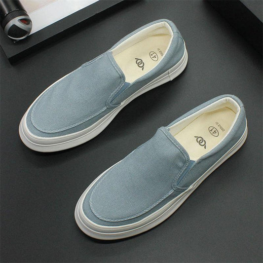 Breathable thick-soled canvas slip-on men's casual shoes