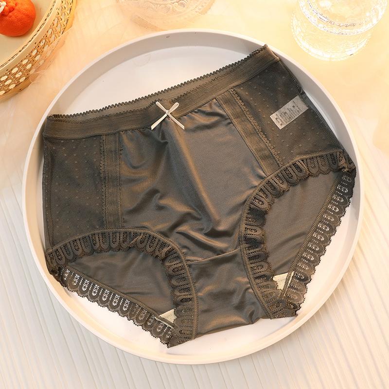 Medium-high waist panties ladies lace satin sexy panties