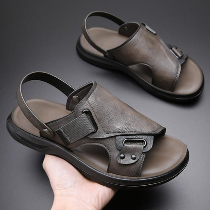 Trendy cowhide deodorant breathable men's beach wear casual sandals