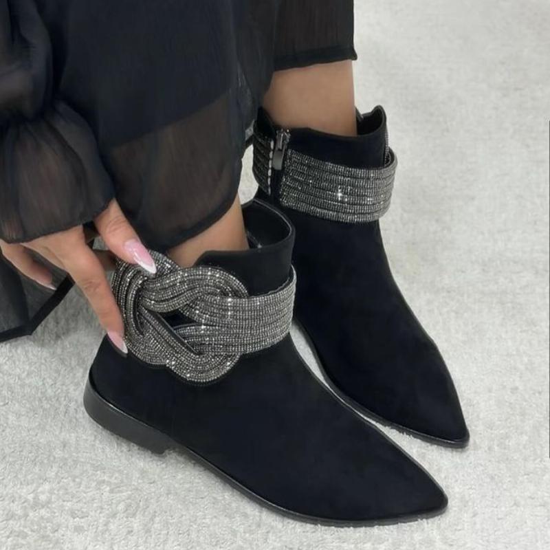 Chic Rhinestone-Embellished Boots