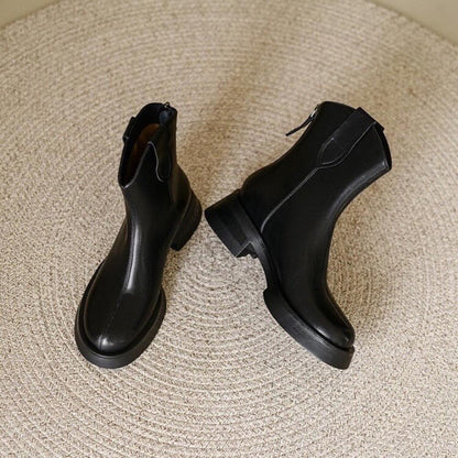 Trendy Comfortable Patent Leather Round Toe Martin Boots