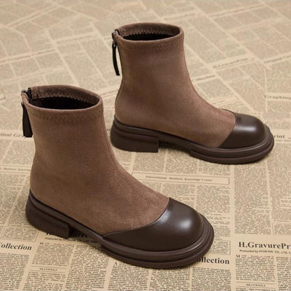 Retro Thick Sole Chunky Heel Short Boots<Three colors>