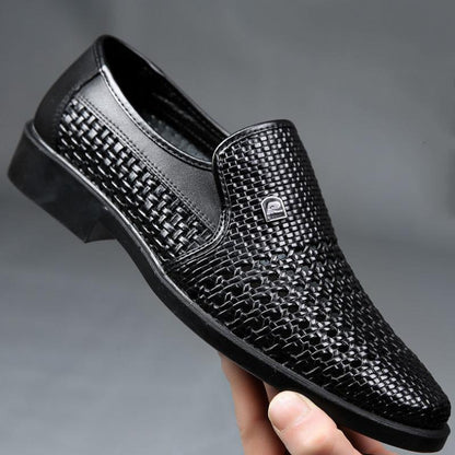 New Men's Hollow Casual Soft Sole Breathable Hole Business Leather Shoes