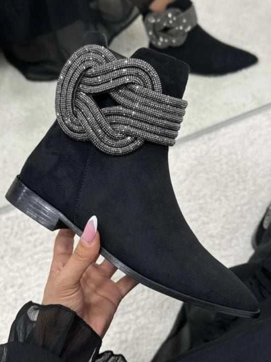 Chic Rhinestone-Embellished Boots