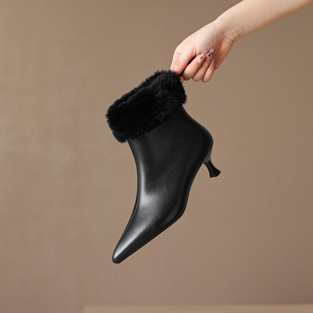 Temperament Raw Edge Slim Heel Pointed Toe Boots