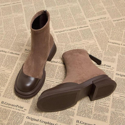 Retro Thick Sole Chunky Heel Short Boots<Three colors>