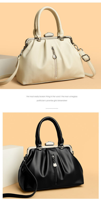 Fashion Pleated Simple Shoulder Casual Slanting Cross Handbag