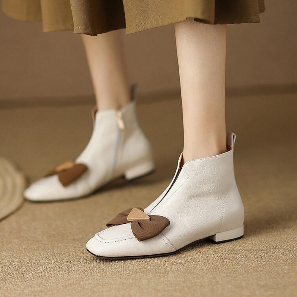 Delicate Bow Buckle Flat Boots