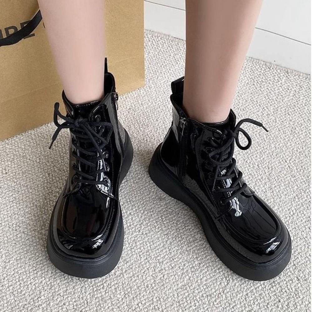 Fashion Design Retro Basic Thick Sole Texture Martin Boots Side Zipper Short Boots