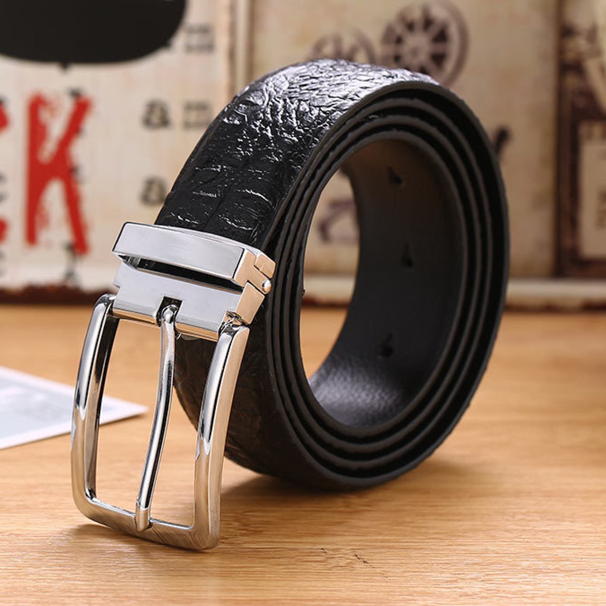 Business Pin Buckle Textured Belt