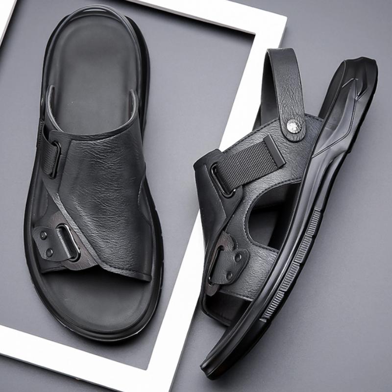 Trendy cowhide deodorant breathable men's beach wear casual sandals