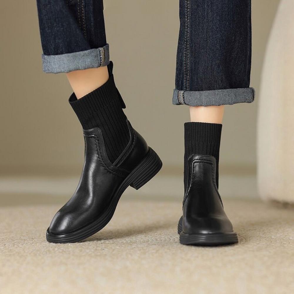 Casual Round Toe Chunky Knit Pumps Boots