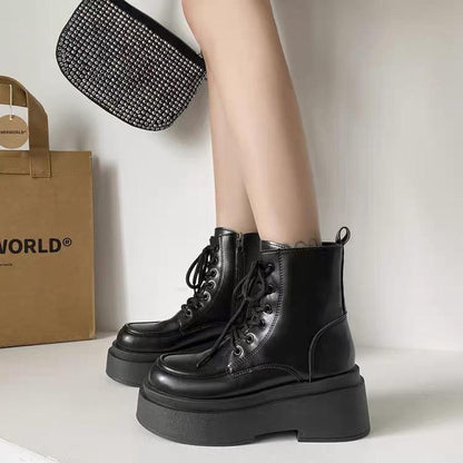 Fashion Thick Bottom Biker Leather Boots High Top Martin Boots