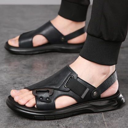 Trendy cowhide deodorant breathable men's beach wear casual sandals