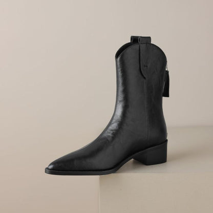 British pointed toe chunky heel simple temperament fashion boots