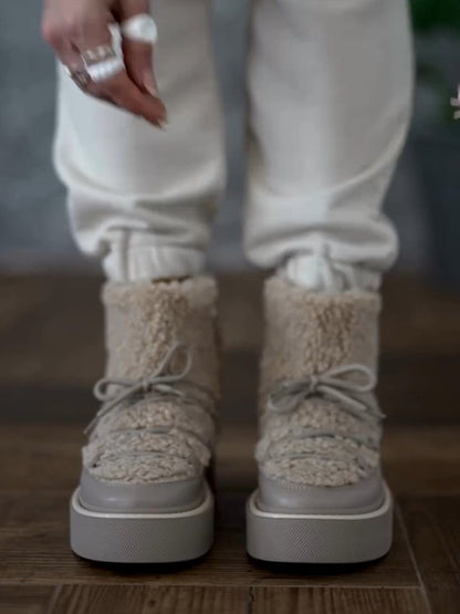 Minimalist Collection Light Gray Thickened Snow Boots