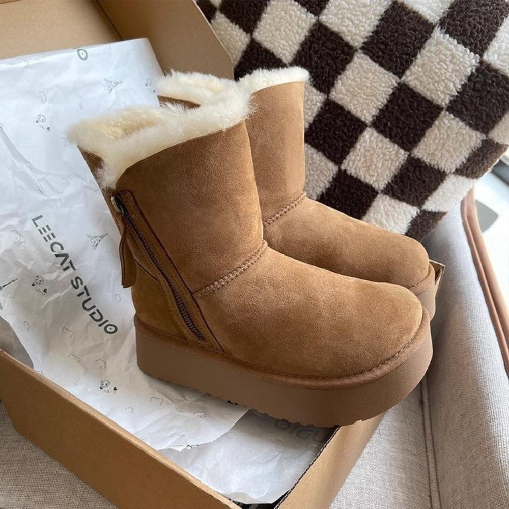 UGG High Top Side Opening Zipper Cotton Boots