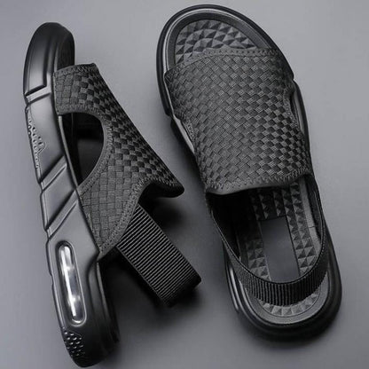 Soft Sole Black Woven Summer Sandals