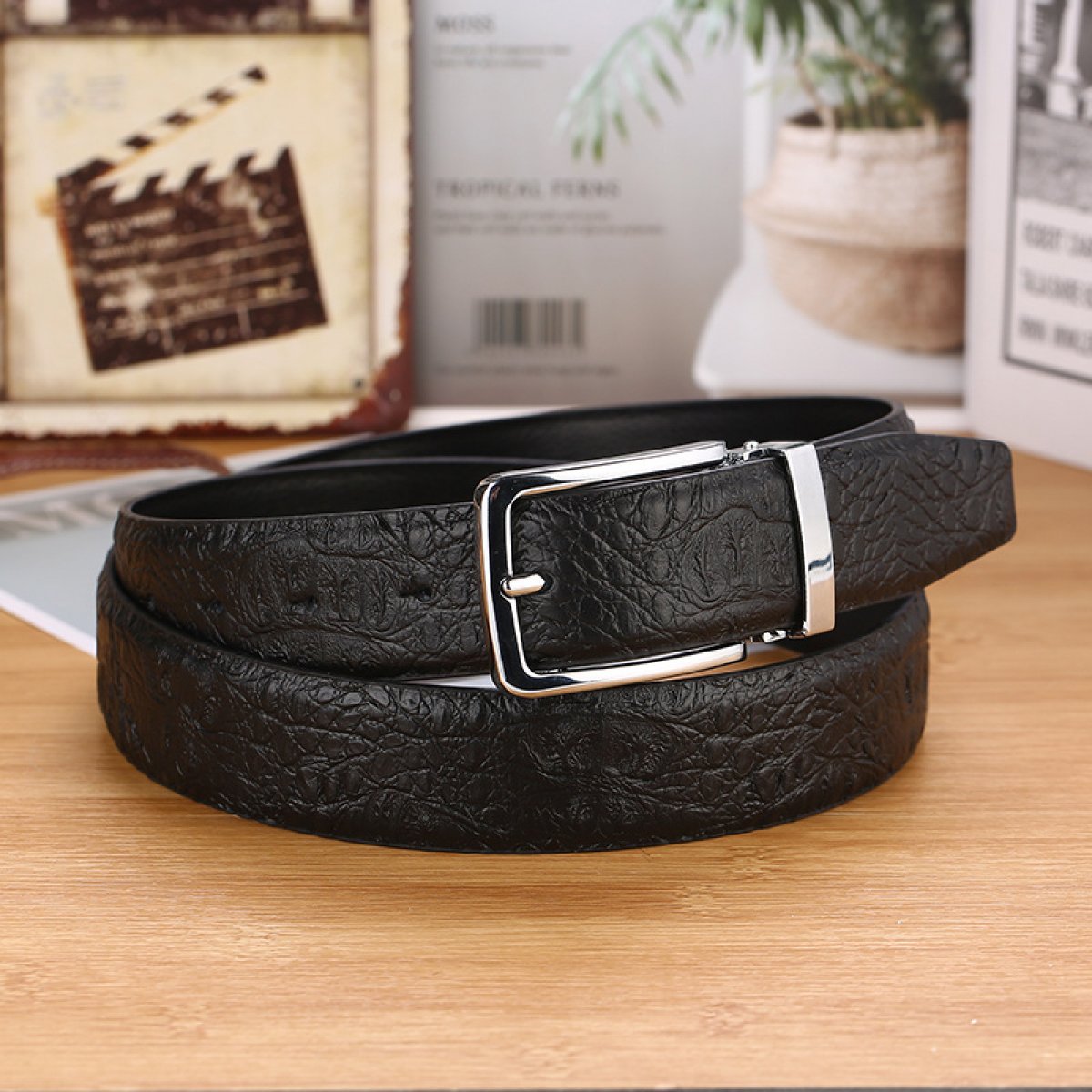 Business Pin Buckle Textured Belt