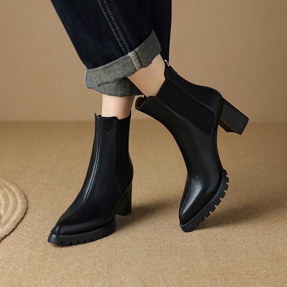 Temperament Pointed Toe High Heel Chelsea Boots